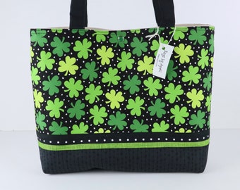 Shamrock Lucky Clover Shoulder Bag Purse St Patrick's Day Handbag Tote