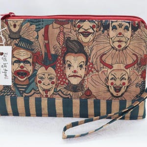 Creepy Circus Clowns Wristlet Wallet Phone Purse Smartphone Clutch