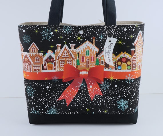 Gingerbread Lane Shoulder Bag Purse Holiday Christmas Village Tote Handbag  