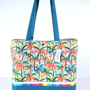 Rainbow Tropical Palm Trees Shoulder Bag Purse Island Vacation Handbag Tote image 10