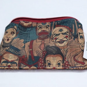 Monedero pequeño con cremallera y diseño de payasos de circo espeluznantes