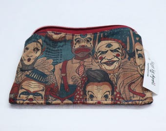 Creepy Circus Clowns Coin Purse Notions Bag Small Zippered Pouch