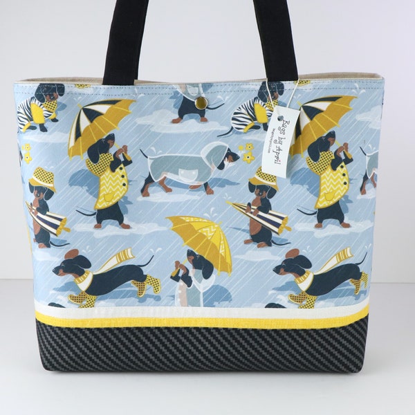 Rainy Day Dachshunds Shoulder Bag Purse Dog Doxie tote handbag