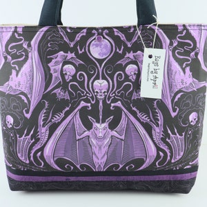Vampire Bat Shoulder Bag Purse Spooky Halloween Handbag Bats and Skulls tote