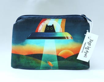 UFO Kitty Coin Purse Notions Bag Small Zippered Pouch