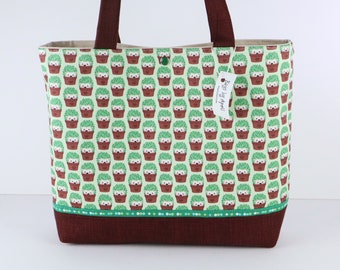 Tiny Hedgehogs in Succulent Pots Shoulder Bag Purse Cactus Handbag Tote