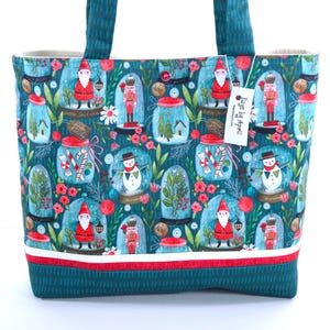 Bolso de hombro con bolas de nieve navideñas, bolso de mano festivo caprichoso