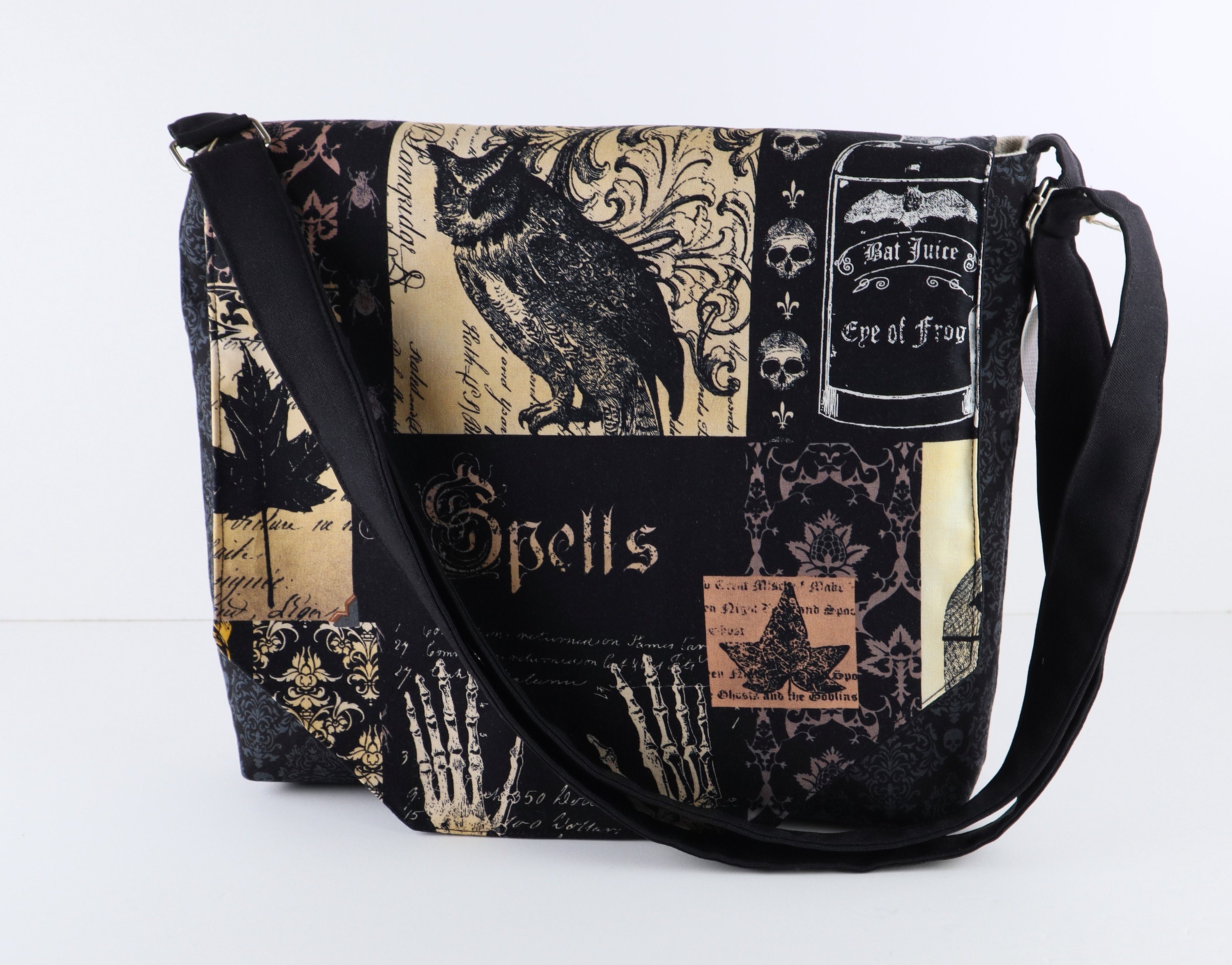 Gothic Fabric Messenger Bag Skull Shoulder Bag Skeleton Gothic Fabric Messenger Bag Skull Shoulder Bag Skeleton