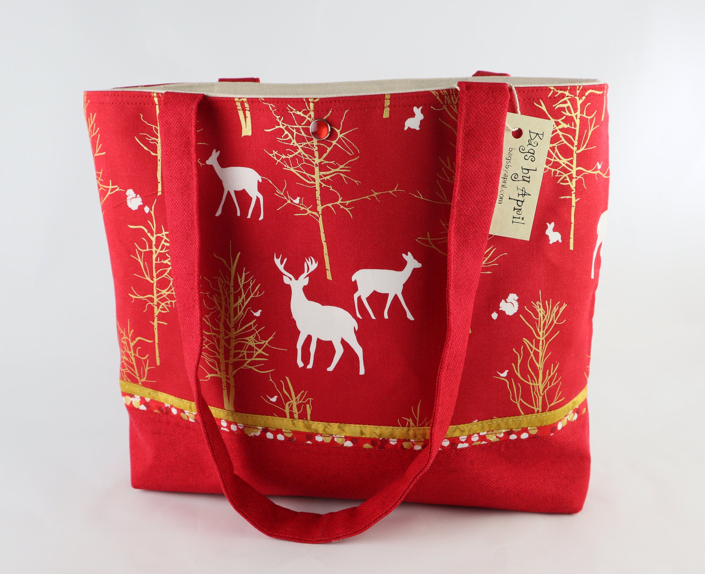 Winter Holiday Shoulder Bag Deer purse Woodland Animals tote | Etsy