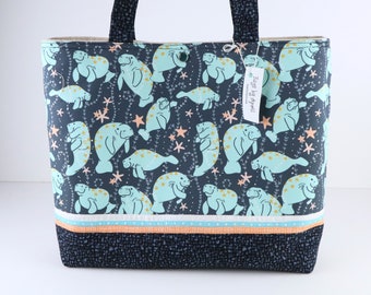 Manatee Shoulder Bag Purse Boho Art tote bag