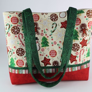 KFBE Women's Christmas Gingerbread Tote Bag - Double-Sided Printed Shoulder Bag, Medium - View #11