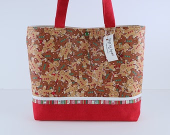 Christmas Gingerbread Men Shoulder Bag Purse Holiday Handbag tote Bags by April