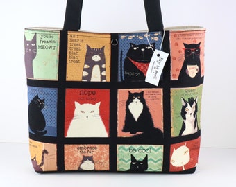 Cat Faces Shoulder Bag Purse handbag Cat Lover tote