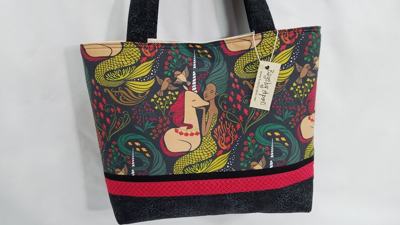 Mermaid Handbag Unicorn Shoulder Bag Ocean Purse Coral Reef Tote Bags by April