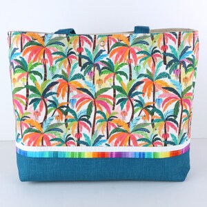 Rainbow Tropical Palm Trees Shoulder Bag Purse Island Vacation Handbag Tote image 5