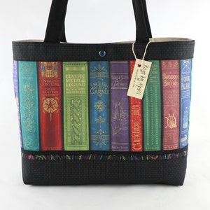 Vintage Library Shoulder Bag Purse Book Shelf tote Librarian handbag