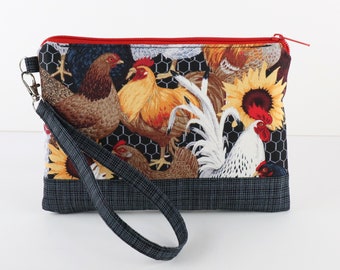 Chickens and Sunflowers Wristlet Wallet Phone Purse Smartphone Clutch