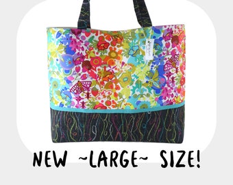 New LARGE Size Rainbow Moth Garden Fabric Shoulder Bag Tote