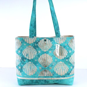 Seashells Seafoam Aqua Green Shoulder Bag Purse Ocean Beach tote Sea Shells handbag image 10