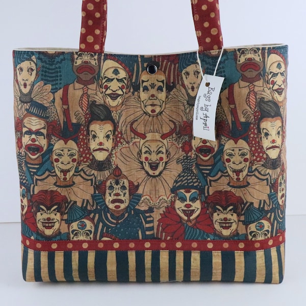 Creepy Circus Clowns Shoulder Bag Purse Scary Monsters Handbag tote Bags by April