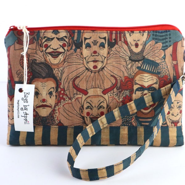 Creepy Circus Clowns Wristlet Wallet Phone Purse Smartphone Clutch