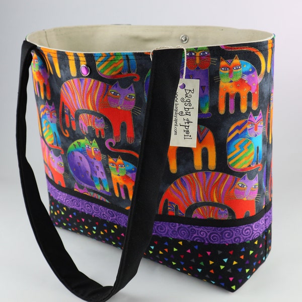 Arc en ciel chats épaule sac Laurel Burch tissu fantastique Felines sac fourre-tout sac à main