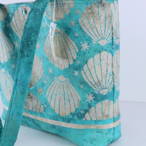 Seashells Seafoam Aqua Green Shoulder Bag Purse Ocean Beach tote Sea Shells handbag image 4