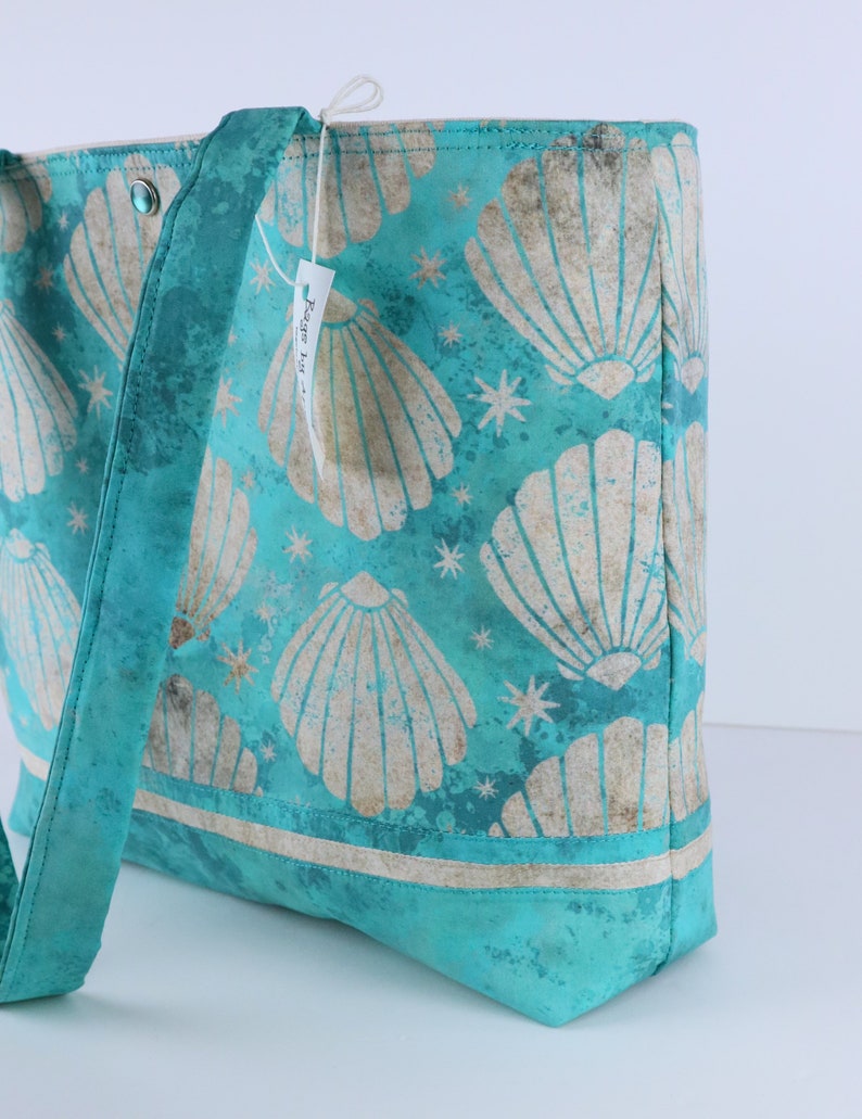 Seashells Seafoam Aqua Green Shoulder Bag Purse Ocean Beach tote Sea Shells handbag image 4