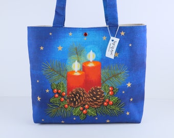 Christmas Candles Shoulder Bag Purse Holiday Lights Handbag tote Bags by April