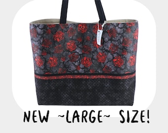 New LARGE Size Gothic Red Roses Shoulder Bag Tote