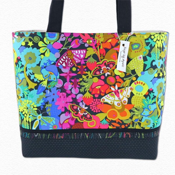 Vibrant Handmade Purse Colorful Floral & Butterfly Print, Boho-Chic Shoulder Bag