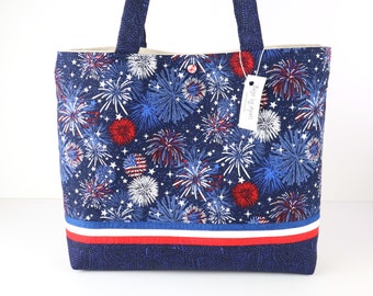 July Fireworks Shoulder Bag Purse Stars and Stripes handbag tote