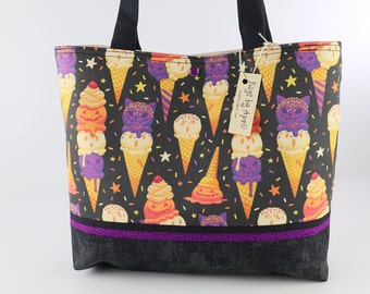 Spooky Ice Cream Shoulder Bag Purse Halloween Treats Handbag tote Bags by April