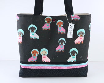 Dachshunds in Space Shoulder Bag Purse Dog Lover handbag tote