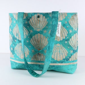 Seashells Seafoam Aqua Green Shoulder Bag Purse Ocean Beach tote Sea Shells handbag image 2