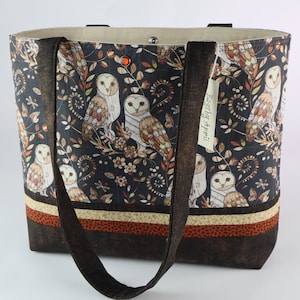 Rustic Owl Shoulder Bag Autumn handbag Bird Feathers purse Fall Leaves tote