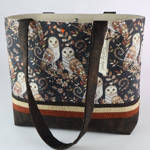 Bolso de hombro rústico con diseño de lechuza otoñal, bolso con plumas de pájaro, bolso con hojas otoñales.