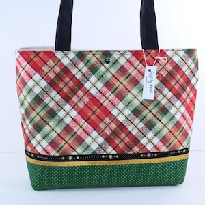 Bolso de hombro a cuadros festivo, bolso de mano con colores navideños, bolso de mano de invierno