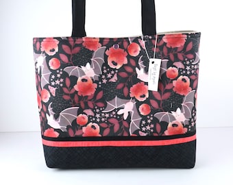 Pretty Bats Shoulder Bag Purse Spooky Flowers Handbag tote