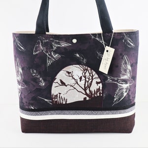 Full Moon Shoulder Bag Halloween Handbag Crow Raven purse Spooky Cemetery tote