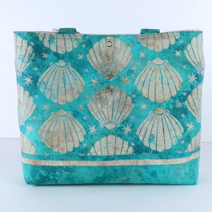 Seashells Seafoam Aqua Green Shoulder Bag Purse Ocean Beach tote Sea Shells handbag image 5