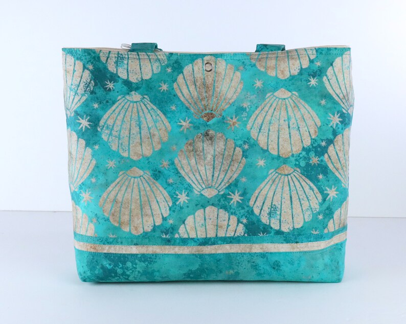 Seashells Seafoam Aqua Green Shoulder Bag Purse Ocean Beach tote Sea Shells handbag image 5