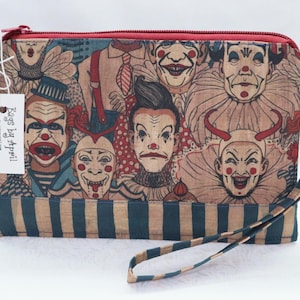 Cartera de muñeca con diseño de payasos de circo espeluznantes, monedero para teléfono, bolso de mano para smartphone