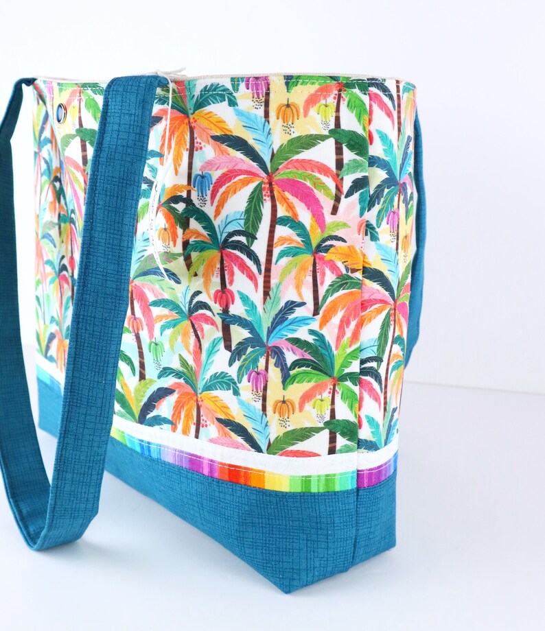 Rainbow Tropical Palm Trees Shoulder Bag Purse Island Vacation Handbag Tote image 4