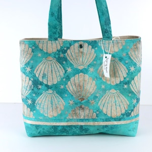 Seashells Seafoam Aqua Green Shoulder Bag Purse Ocean Beach tote Sea Shells handbag image 1