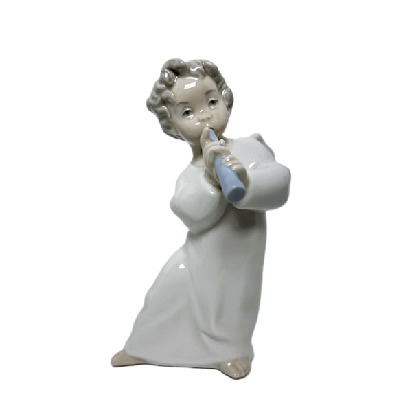 Exquisite Lladró 'Angel with Flute' Figurine #4540 - Glazed Porcelain - Spanish Collectible