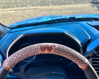 Tooled Leather Steering Wheel Cover