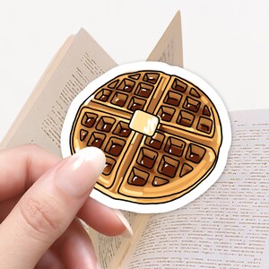 Sticker gaufre belge, Sticker Kindle, Sticker livres, liseuse, café mignon, cadeau pour amoureux des livres, Stickers mignons, petit déjeuner, Stickers kawaii