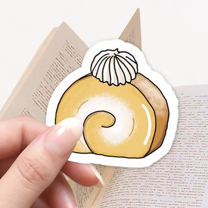 Sticker rouleau crème vanille pour gâteau, Sticker Kindle, Sticker livresques, liseuse, café mignon, cadeau pour amoureux des livres, Stickers mignons, Stickers nourriture