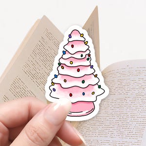 Rosa Aufkleber, Weihnachtsbaum, Vintage Weihnachten, Kindle Aufkleber, Winteraufkleber, Weihnachtsaufkleber, süsse Aufkleber, Winteraufkleber, Weihnachtsaufkleber